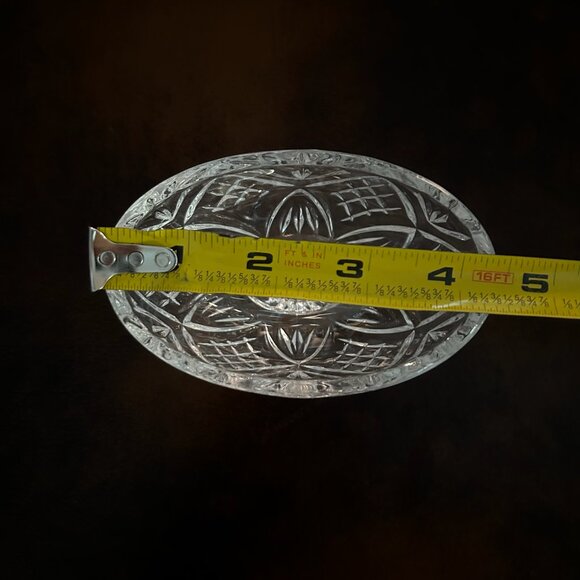 Vintage Shannon Crystal Footed Oval Cut Glass Candy Sugar Dish With Lid - Picture 8 of 11